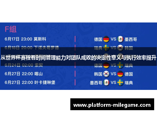 从世界杯赛程看时间管理能力对团队成败的决定性意义与执行效率提升